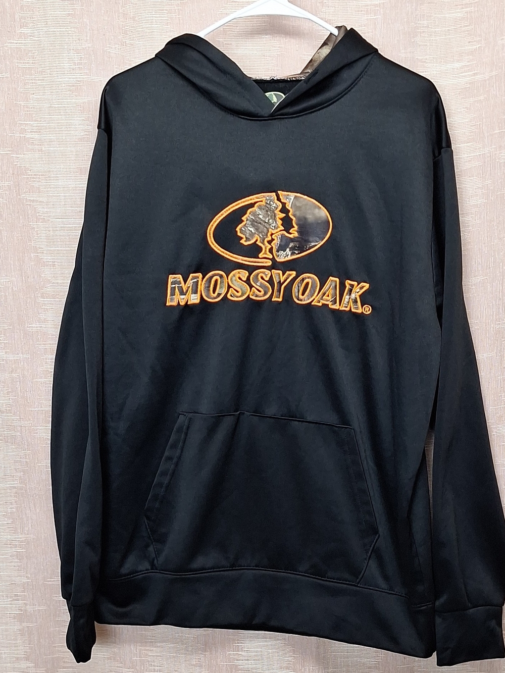 Mossy Oak Men's Size XL Black Hoodie with Orange Logo